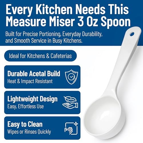 Carlisle FoodService Products Measure Miser Solid Measuring Spoon with Short Handle, 3 Ounces, White (Pack Of 12)