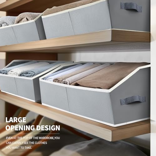 Homsorout Large Storage Bins Baskets - 6 Pack Closet Storage Cubes, Fabric Baskets for Organizing, Cube Organizer Bins with Handles, Foldable Boxes for Clothes, Towels, Grey