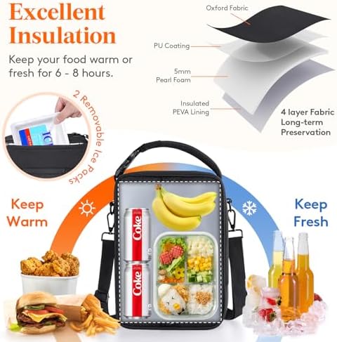Lifewit Expandable Lunch Box for Men, Insulated Lunch Bag