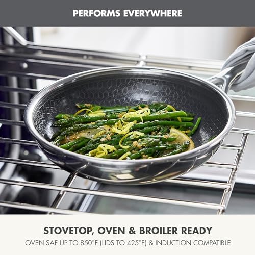 GreenPan Spectra 8" Frying Pan Skillet, Hybrid Tri-Ply Stainless Steel, PFAS-Free Ceramic Nonstick Textured Cooking Surface, Induction Cookware, Dishwasher Safe, Oven & Broiler Temp to 850˚F