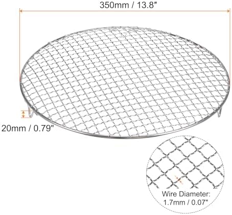 HARFINGTON Round Cooking Rack 13.8-inch 201 Stainless Steel Cross Wire Barbecue Grill Net with 20mm Legs for Cooking Baking Steaming BBQ