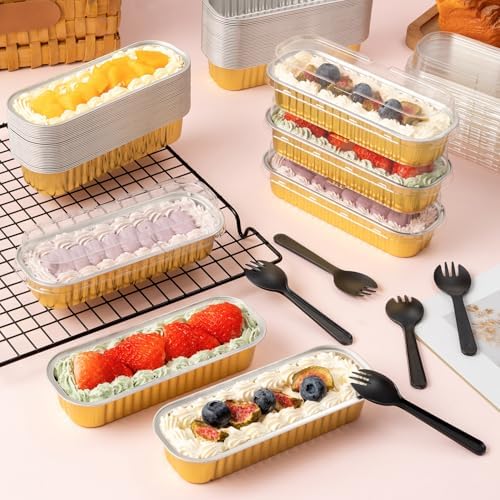 120Pcs Aluminum Min Foil Bakingi Loaf Pans with Lids and Spoons