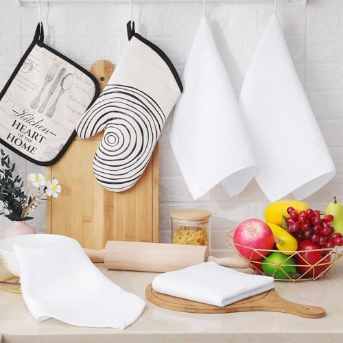 Homaxy 100% Cotton Waffle Weave Kitchen Dish Cloths 12-Pack, White