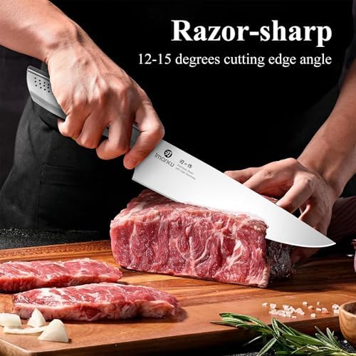 imarku 15pc High Carbon Stainless Steel Knife Set with Block & Sharpener