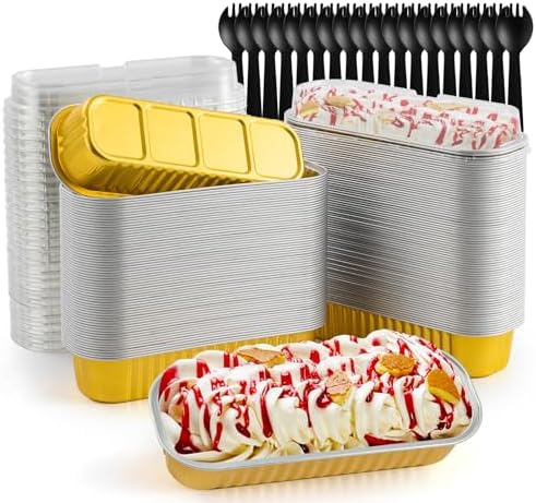 120Pcs Aluminum Min Foil Bakingi Loaf Pans with Lids and Spoons