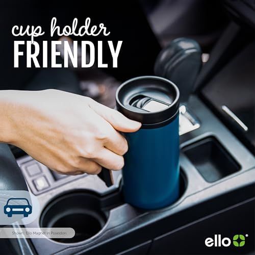 Ello Magnet 18oz Insulated Stainless Steel Travel Mug with Handle, Shadow