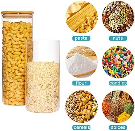 Vtopmart 70oz Glass Food Storage Jars with Airtight Bamboo Lids, 3 Pack