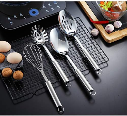 Berglander Cooking Utensil Set 12 Piece Stainless Steel Kitchen Tool Set, Include Cooking Spoon, Spatula, Whisk, Cooking Tong and etc (12 Pieces)
