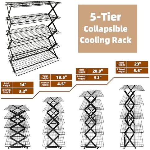 5 Tier Collapsible Cooling Rack Sourdough Cooling Rack 17"x10"