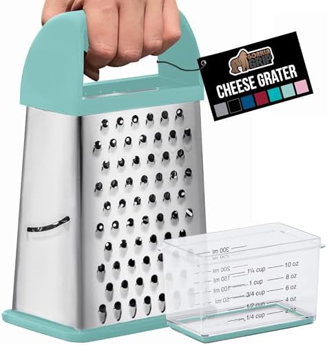 GORILLA GRIP® XL 4-Sided Stainless Steel BPA-Free Cheese Grater, Mint