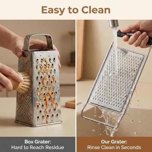 NACOLUS Classic Fine Cheese Grater & Zester,Stainless Steel Handheld
