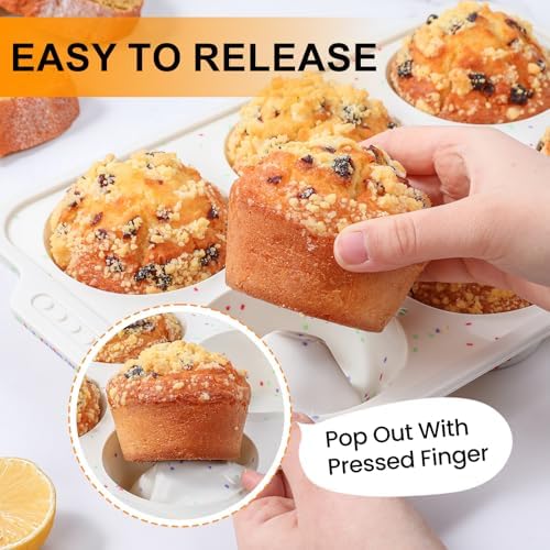 Vinino Silicone Jumbo Muffin Pan with Reinforced Frame for Oven, BPA-Free