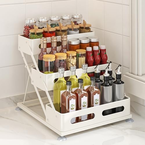 Ceetug 3 Tier Foldable Spice Rack, White