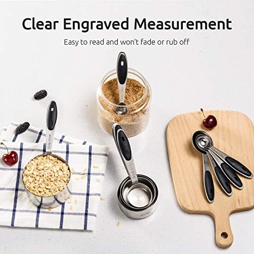 U-Taste Measuring Cups Spoons Set, 18/8 Stainless Steel, 10Pcs, Black