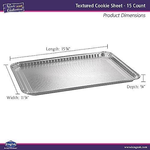 Aluminum Pans Half Size Textured Cookie Sheet 15 Count Durable Nonstick Baking Sheets 15.87" x 11" - Sheet Pan, Baking Tray, Cookie Sheets, Foil pans, Foil trays, Sheet Baking Pans