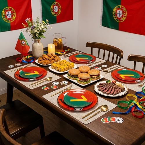 I00000 20 Pcs Red Plastic Soccer Plates, Disposable Plates for Soccer Party