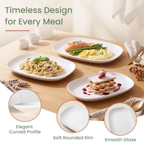 Kassel Ceramic Serving Platter Set 16”/14”/12” White Porcelain Serveware for Parties & Entertaining - Decorative Oven-Safe Serving Dishes & Platters for Food, Cookies, Meat & Turkey Oval Large