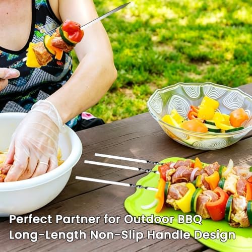 2 Pcs Cooking Tweezers, 12" Kitchen Tweezers Tongs with 6 Pcs BBQ Skewers