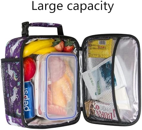 Hap Tim Kids Lunch Box for Girls Boys, Reusable Lunch Bag for Kids, Spacious Lunchbox, Insulated Lunchbag, Purple Unicorn(18654-PP)