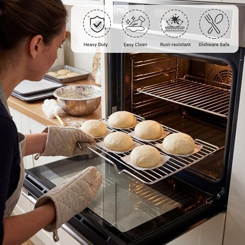 Lounsweer 2 Pack Cooling Racks, 5L x 10.5W x 1H Stainless Steel Wire Rack for Baking Sheet, Large Cookie Cooling Rack, Oven Safe Cooking Racks for Sheet Pan, Dishwasher Safe, Fits Third Size Pans