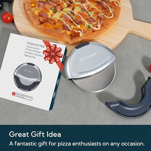 KITCHENDAO Premium Heavy Duty Pizza Cutter Wheel – Magnetic Detachable Design Handheld Pizza Slicer, 4-Inch Sharp Blade with Safety Protective Cover, Durable, Dishwasher Safe, Great Gift Idea