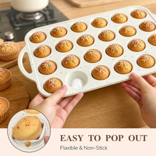 2 Pack Silicone Muffin Pans, 24 Cup Cupcake Pan with Metal Reinforced Frame