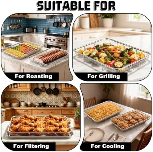 P&P CHEF 16.9 Inch Air Fryer Basket for Oven, Air Fryer Rack, 3 Pieces