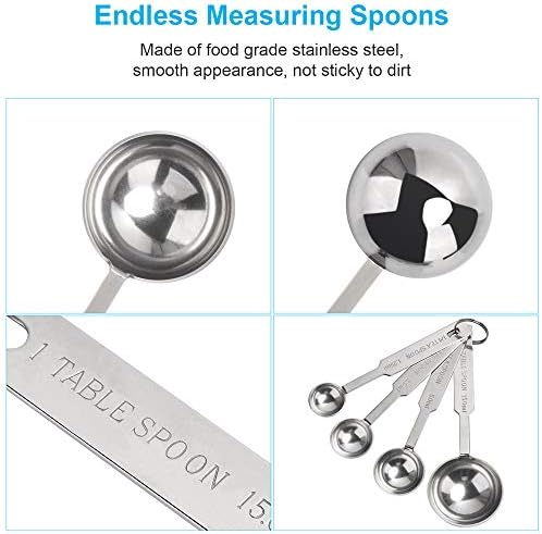 5PCS OstWony Measuring Spoons Set, Includes 1/8, 1/4, 1/2, 1 tsp, 1 tbsp