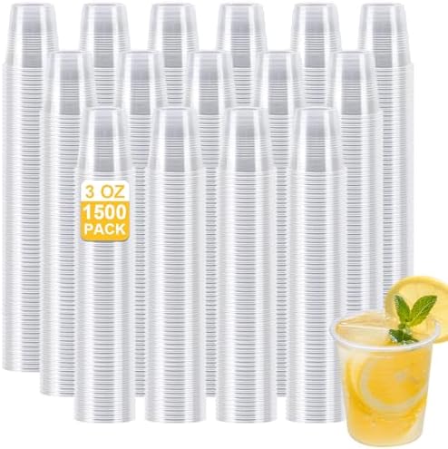 Clawsoff 1500 Pack 3 oz Clear Plastic Cups Disposable Small Mouthwash Cups