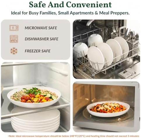 Homienly Wheat Straw Plates Set of 8 Unbreakable Microwave and Dishwasher Safe Plates for Dessert Lightweight Dinner Plates for Kitchen, Camping, Picnic, RV, Stackable Salad Plates (9 inch, White)