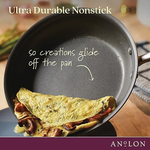 Anolon Advanced Home Hard Anodized Nonstick Divided Grill and Griddle Pan, 12.5 Inch, Bronze