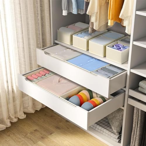 DIMJ Drawer Organizer Clothes, 24 Pack Dresser Organizer, Foldable Closet Organizers and Storage, Fabric Dresser Drawer Organizers, Drawer Dividers for Nursery, Baby Clothes, Underwears, Sock
