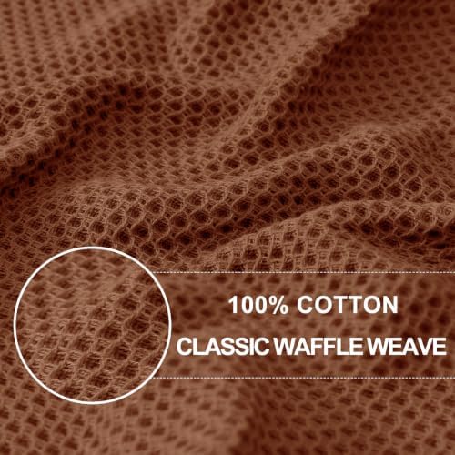 Homaxy 100% Cotton Waffle Weave Kitchen Dish Cloths 8-Pack, Caramel