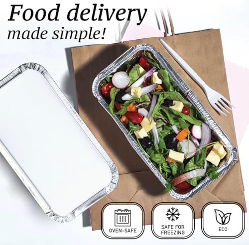 (55 Pack Aluminum Loaf Pans with Lids 1.5 LB Disposable Bread Tins for Baking, Lunch Containers, Single Serve Baking Dishes - Foil Loaf Pans, Aluminum Bread Pans 7.8 x 4.3 x2 Inches