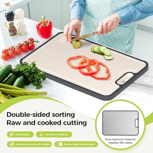 Titanium Cutting Board for Kitchen, Pure Titanium/PP, Size 16”×11”