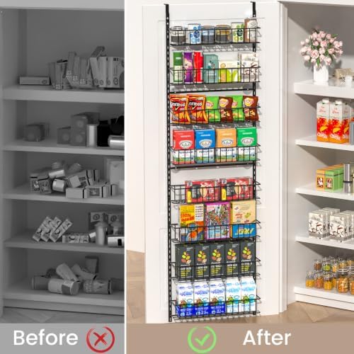 ElegantArray 8-Tier Pantry Door Organizer, Black