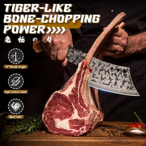 Purple Dragon 8 Pcs Japanese Chef Butcher Knife Set with Roll Bag