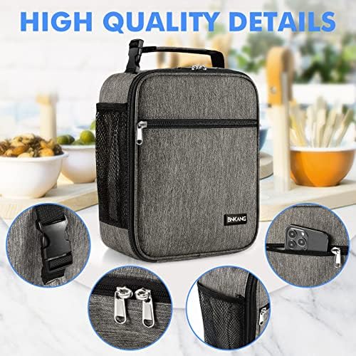 Lunch Box Insulated Lunch Bag - Durable Small Lunch Bag Reusable Adults Tote Bag Lunch Box for Adult Men Women (Dark Gray)