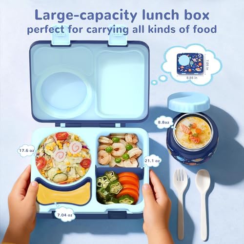 Kids Bento Box with Food Jar, Water Bottle, Lunch Bag, Planet