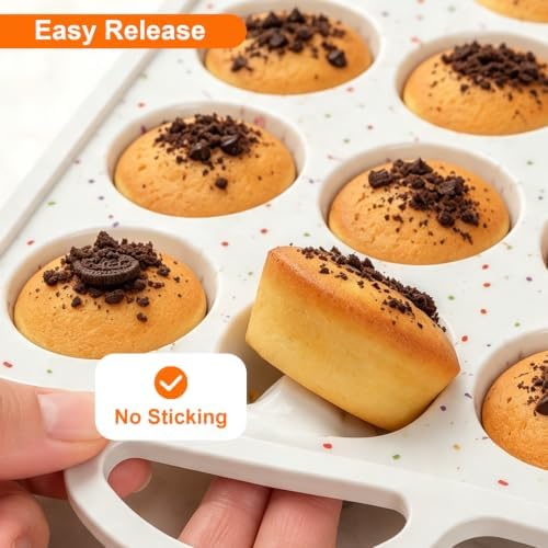 Silicone Muffin Pan Reinforced Metal Frame 12 Cup Nonstick