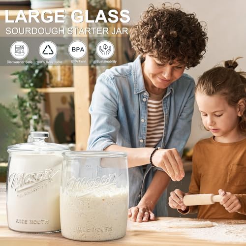 2 Pack Cookie Jar, 1 Gallon Glass Jar with Airtight Lids for Flour