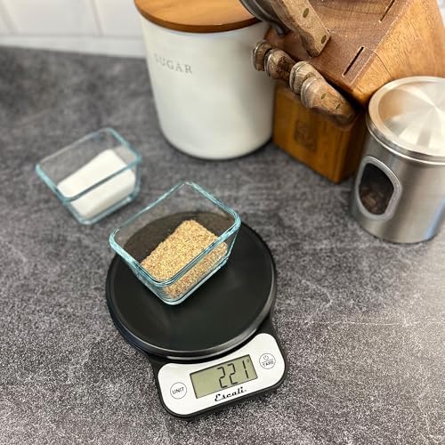 Escali Telero Digital Food Scale, High Precision Kitchen Scale for Cooking, Baking, Portion Control, Meal Prep, Weigh in Grams and Ounces, 11 lb Capacity, Black (T136)