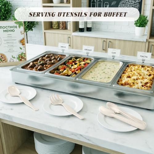 Mwellewm 18Pcs Ivory Plastic Serving Utensils Set for Thanksgiving Day
