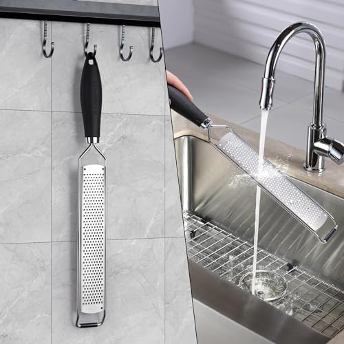 304 Stainless Steel Citrus Lemon Zester Spice Ginger Garlic Grater Black
