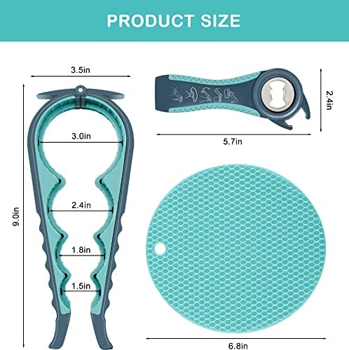 Jar Opener for Weak Hands, Seniors with Arthritis, 5 in 1 Multi Function Bottle Opener Lid Opener for Arthritic Hands with Non Slip Rubber Jar Opener Gripper Pad