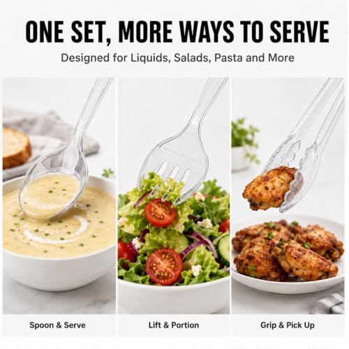36Pcs Disposable Plastic Serving Utensils Set (Clear)