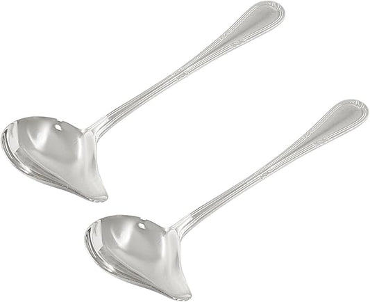 2 Pcs Stainless Steel Sauce Ladle with Pouring Spout, Long Handle Soup Ladle Gravy Ladle Sauce Drizzle Spoon Soup Spoon(Silver)
