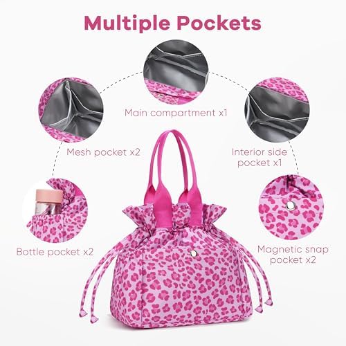 Yarnic Lunch Bag Women Insulated Lunch Bags,Cute Cheetah Reusable Lunch Box