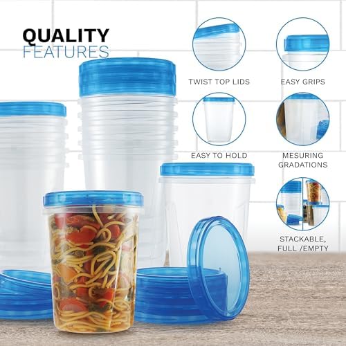 Tafura Freezer Containers, 6 Pack, 32 Oz, Leakproof BPA-Free Lids