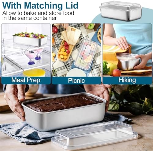 TeamFar Loaf Pan for Baking Bread, 9 x 5 Inch Bread Loaf Pan with Lid